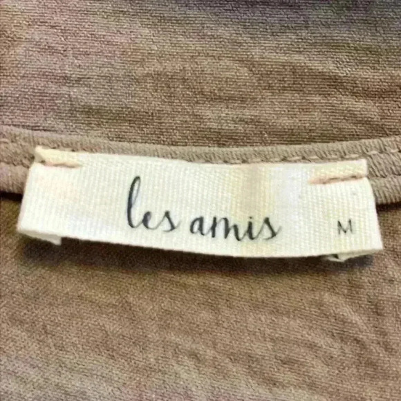 Les Amis Top Tan Women’s Size M Textured Polyester Blouse - Picture 4 of 7